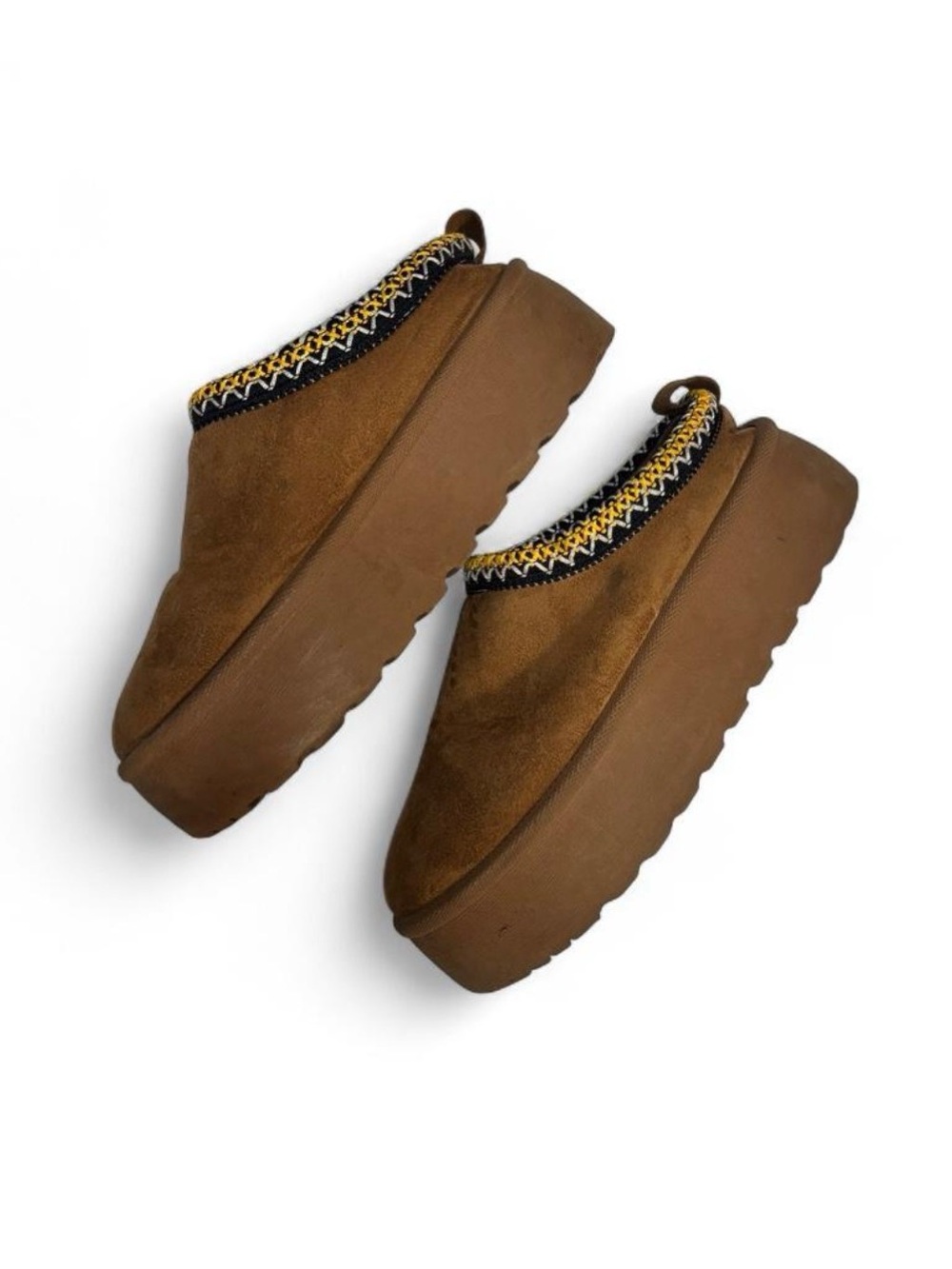 Mudd Brown Platform Clog Mules with Knit Trim